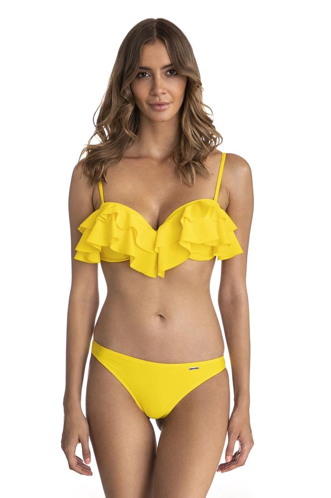 PRIMO DWUCZĘŚCIOWY KOSTIUM KĄPIELOWY BIKINI Z FALBANKAMI BARDOTKA I MAJTKI BRAZYLIANY 383