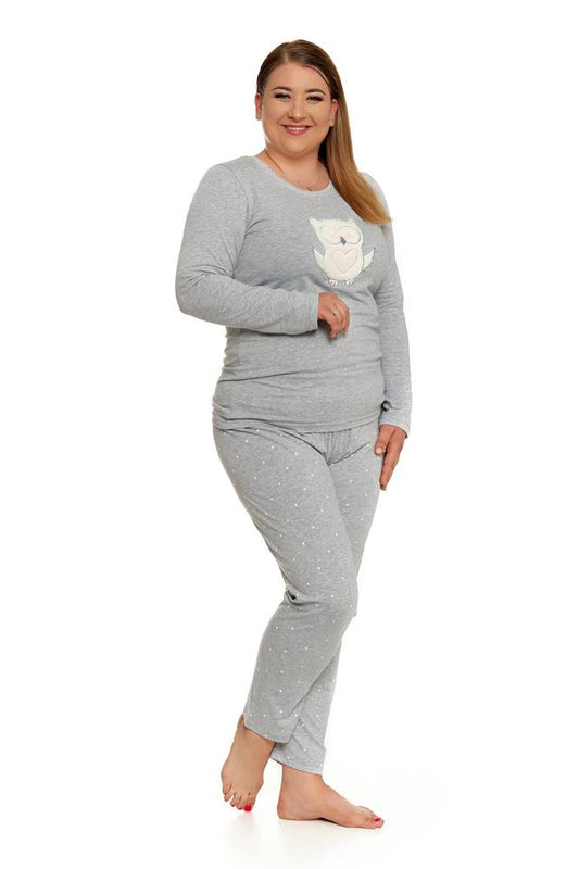 MORAJ PIŻAMA DAMSKA DŁUGI RĘKAW SÓWKA PLUS SIZE PDD5600-004 - AW2023/24