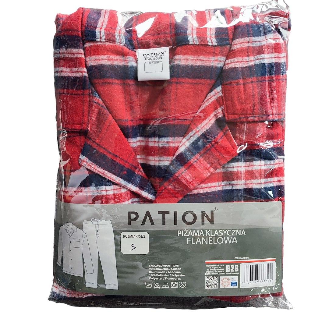 PATION PIŻAMA KLASYCZNA FLANELOWA CZERWONY 733125, 733132, 733149, 733156