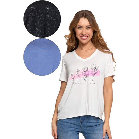 MORAJ T-SHIRT DAMSKI Z NADRUKIEM Z WISKOZY BD1800-008