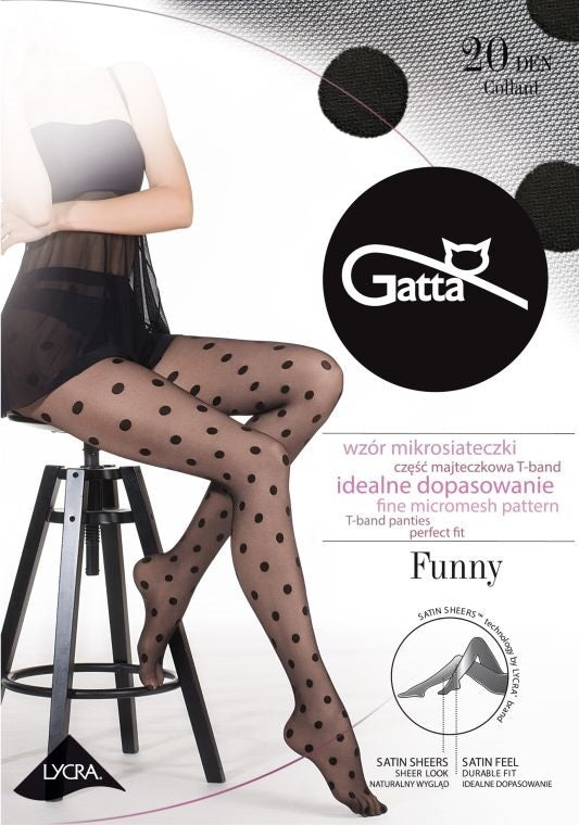 FUNNY - RAJSTOPY DAMSKIE LYCRA  MAT 20 DEN (WZÓR 06, 07, 08, 09, 10, 11)