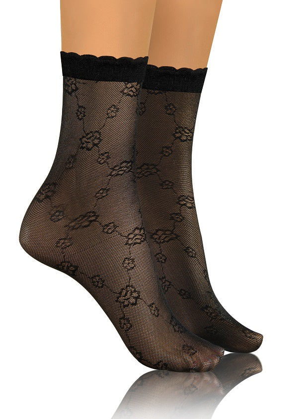 SKARPETKI SK SOCKS PRZEZROCZYSTE Z WZORKIEM