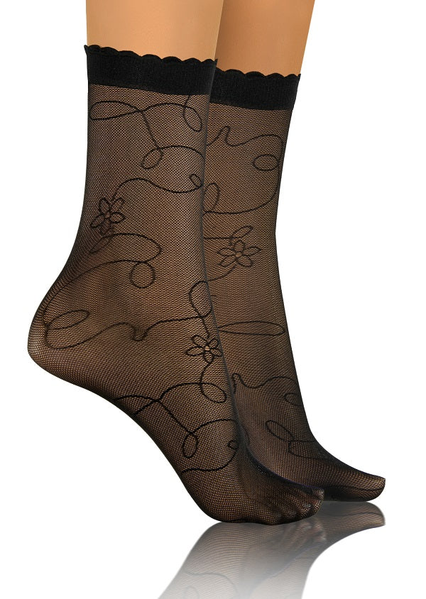 SKARPETKI SK SOCKS PRZEZROCZYSTE Z WZORKIEM