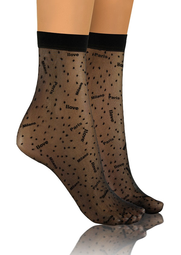 SKARPETKI SK SOCKS PRZEZROCZYSTE Z WZORKIEM