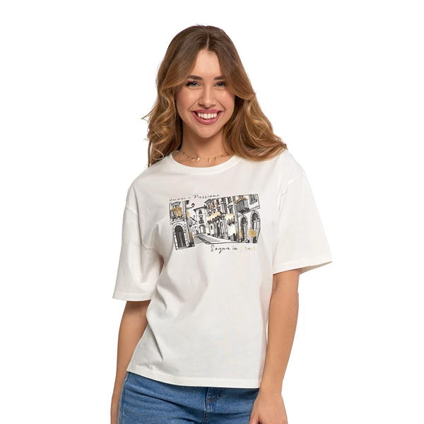 MORAJ T-SHIRT DAMSKI OVERSIZE Z NADRUKIEM BD1900-037