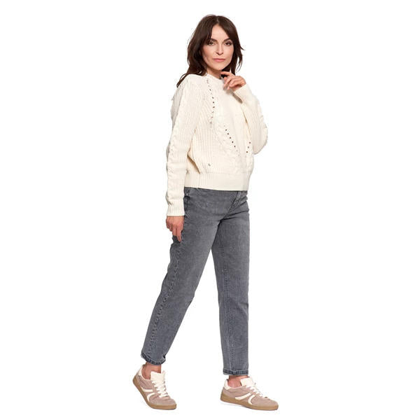 MORAJ SWETER DAMSKI Z WARKOCZOWYM SPLOTEM BDS4800-001