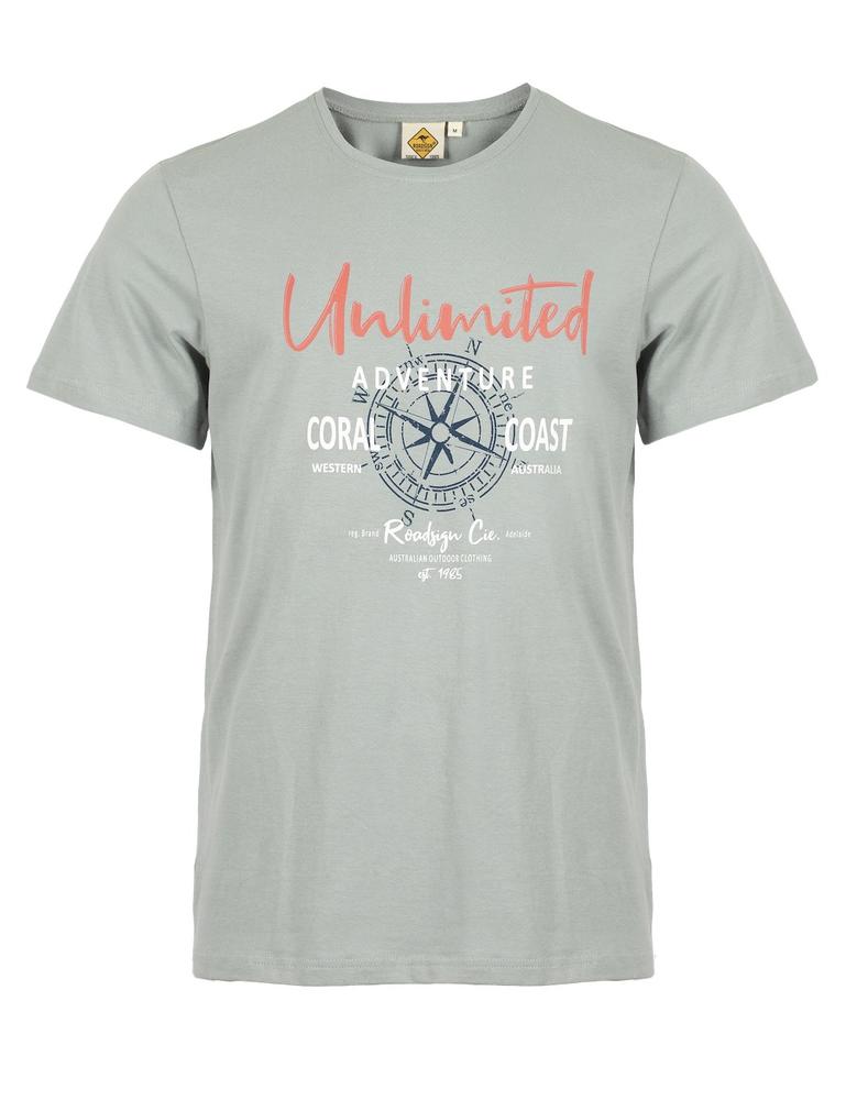 MĘSKI T-SHIRT ROADSIGN UNLIWITHED, ZIELONY 19-007556 Z-3, 19-007556 Z-4, 19-007556 Z-5