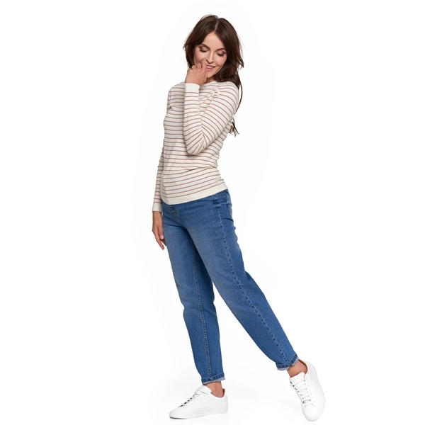 MORAJ SWETER DAMSKI Z WISKOZY W PASKI I OKRĄGŁYM DEKOLTEM BDS3400-009