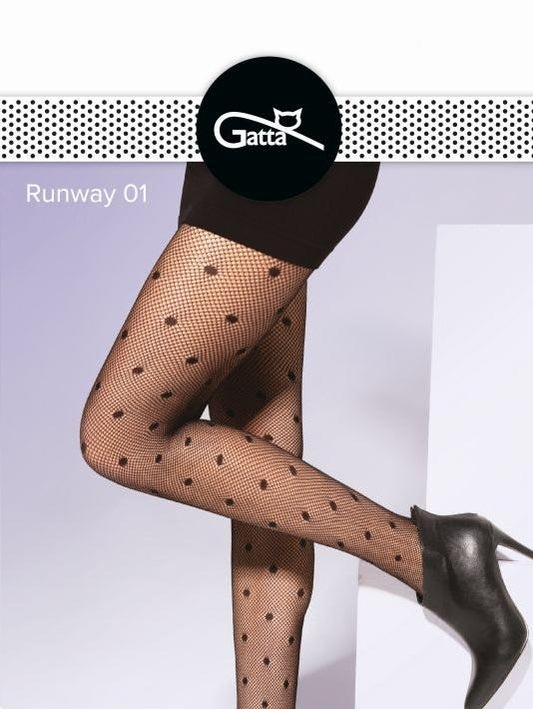 GATTA RUNWAY - RAJSTOPY DAMSKIE WZORZYSTE TYPU FISHNET 000.55V