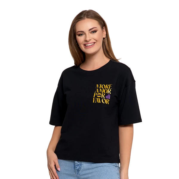 MORAJ T-SHIRT DAMSKI O LUŹNYM KROJU Z NAPISAMI BD2400-013