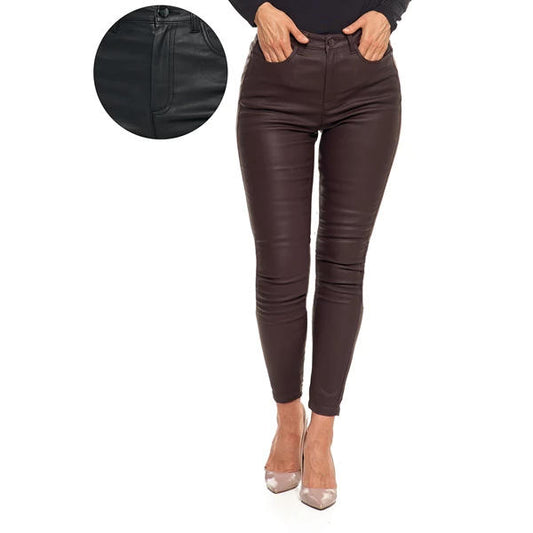 MORAJ SPODNIE DAMSKIE SKINNY Z WYSOKIM STANEM Z EKO-SKÓRY OSD5000-005