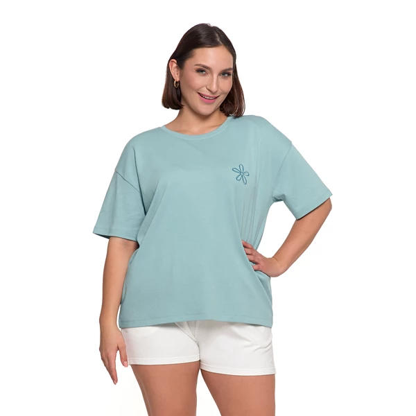 MORAJ T-SHIRT DAMSKI LUŹNY Z HAFTOWANYM KWIATKIEM BD1800-007