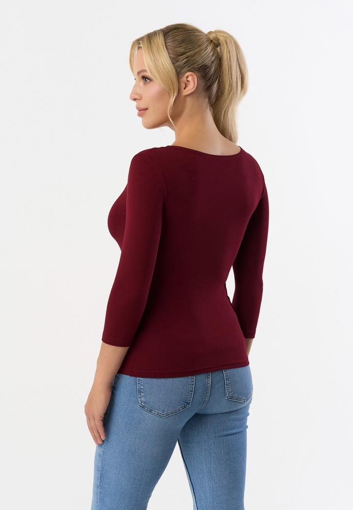 BABELL BLUZKA MANATI, RĘKAW 3/4 - KOLOR DENIM, MARSALA, BORDO