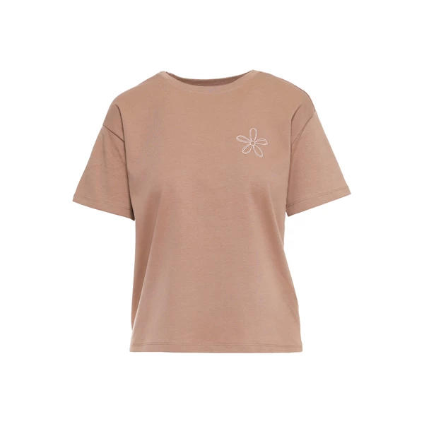 MORAJ T-SHIRT DAMSKI LUŹNY Z HAFTOWANYM KWIATKIEM BD1800-007