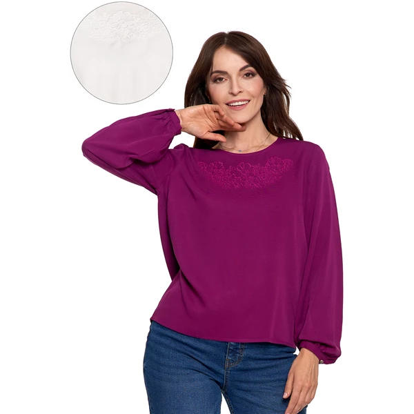 MORAJ KOSZULA DAMSKA Z DŁUGIM RĘKAWEM I SUBTELNYM HAFTEM OKD3300-005