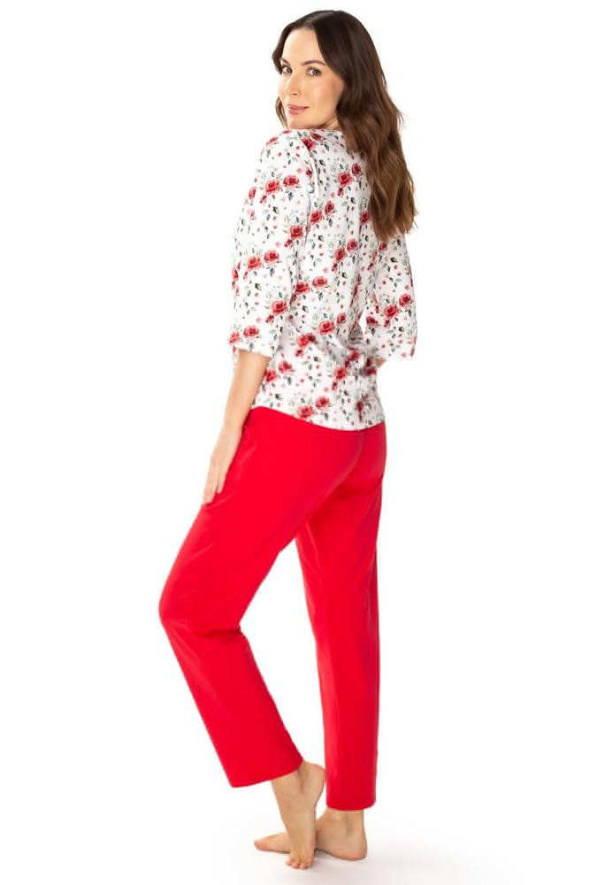 MEWA PIŻAMA DAMSKA MALINA RĘKAW 3/4