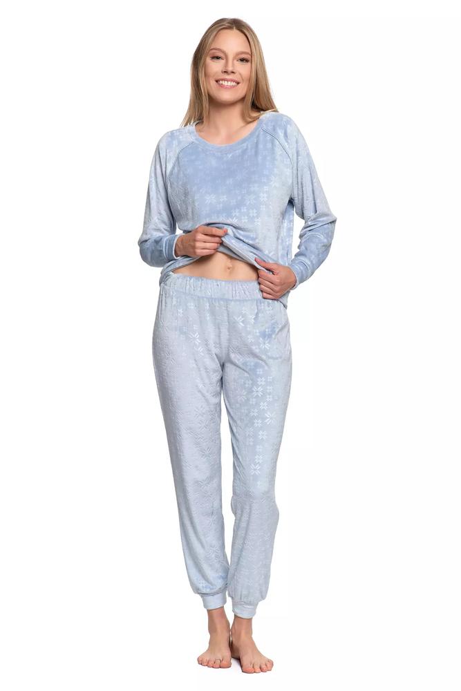 MORAJ PIŻAMA DAMSKA WELUROWA Z DŁUGIM RĘKAWEM I OPASKĄ NA OCZY PDD4800-010