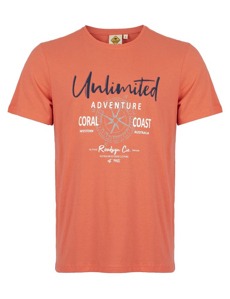 MĘSKI T-SHIRT ROADSIGN UNLIWITHED, CZERWONY 19-007556 CZ-3, 19-007556 CZ-4, 19-007556 CZ-5