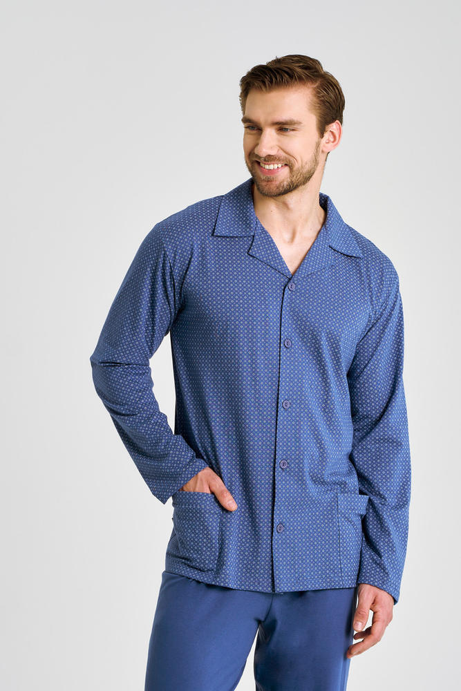 TARO 3485 PIŻAMA MĘSKA DŁUGA ROZPINANA DEREK 5XL-6XL -KOLEKCJA AW 25/26