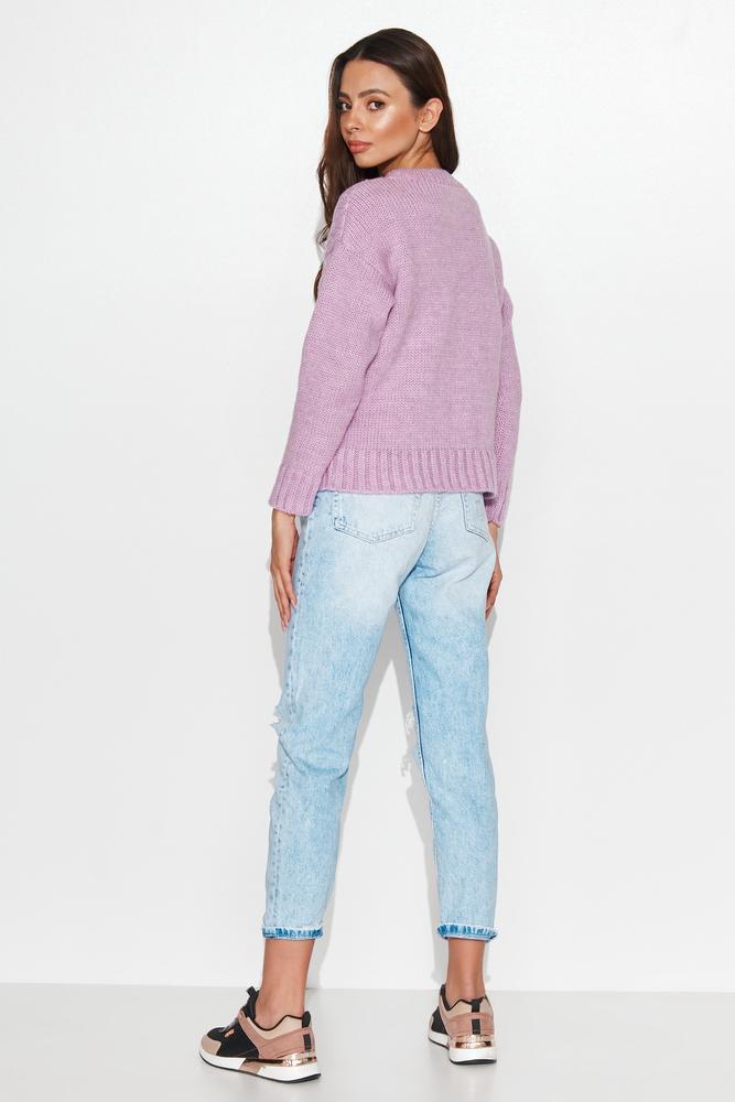 NUMINOU SWETER DAMSKI W SEREK Z WARKOCZAMI BABY PINK NU_S88
