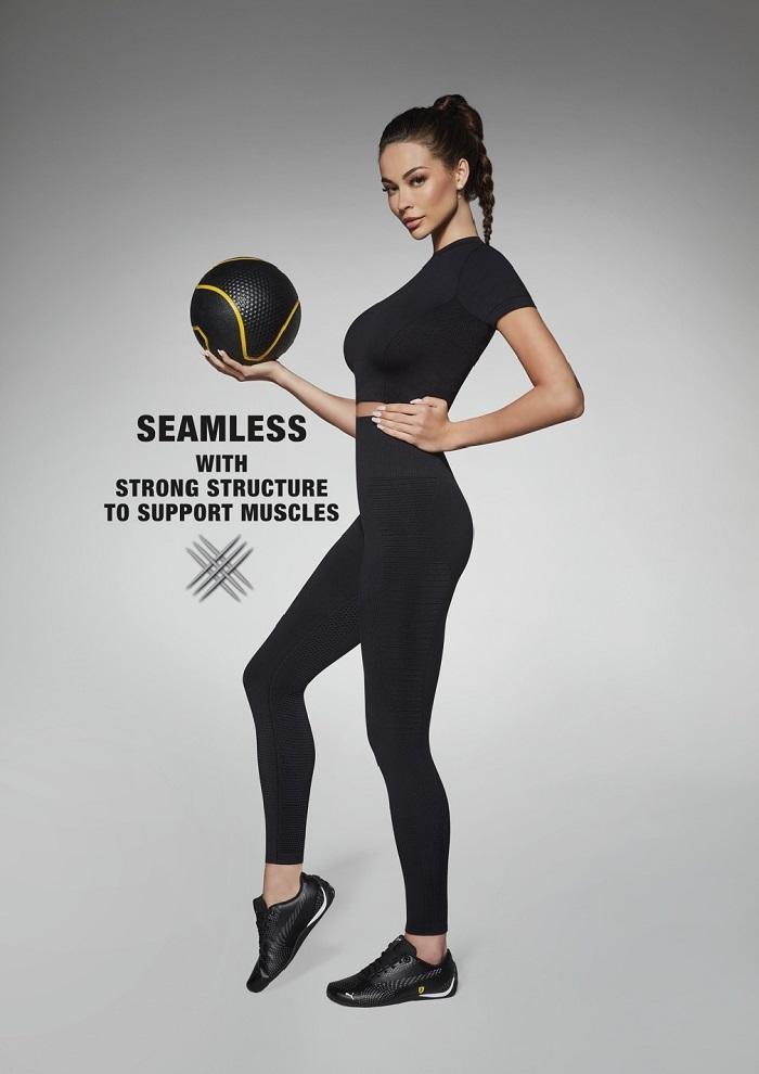 BAS BLEU LEGGINSY SPORTOWE SEAMLESS ZE SPECJALNĄ STRUKTURĄ MATERIAŁU WSPOMAGAJĄCĄ MIĘŚNIE CHALLENGE 200 DEN