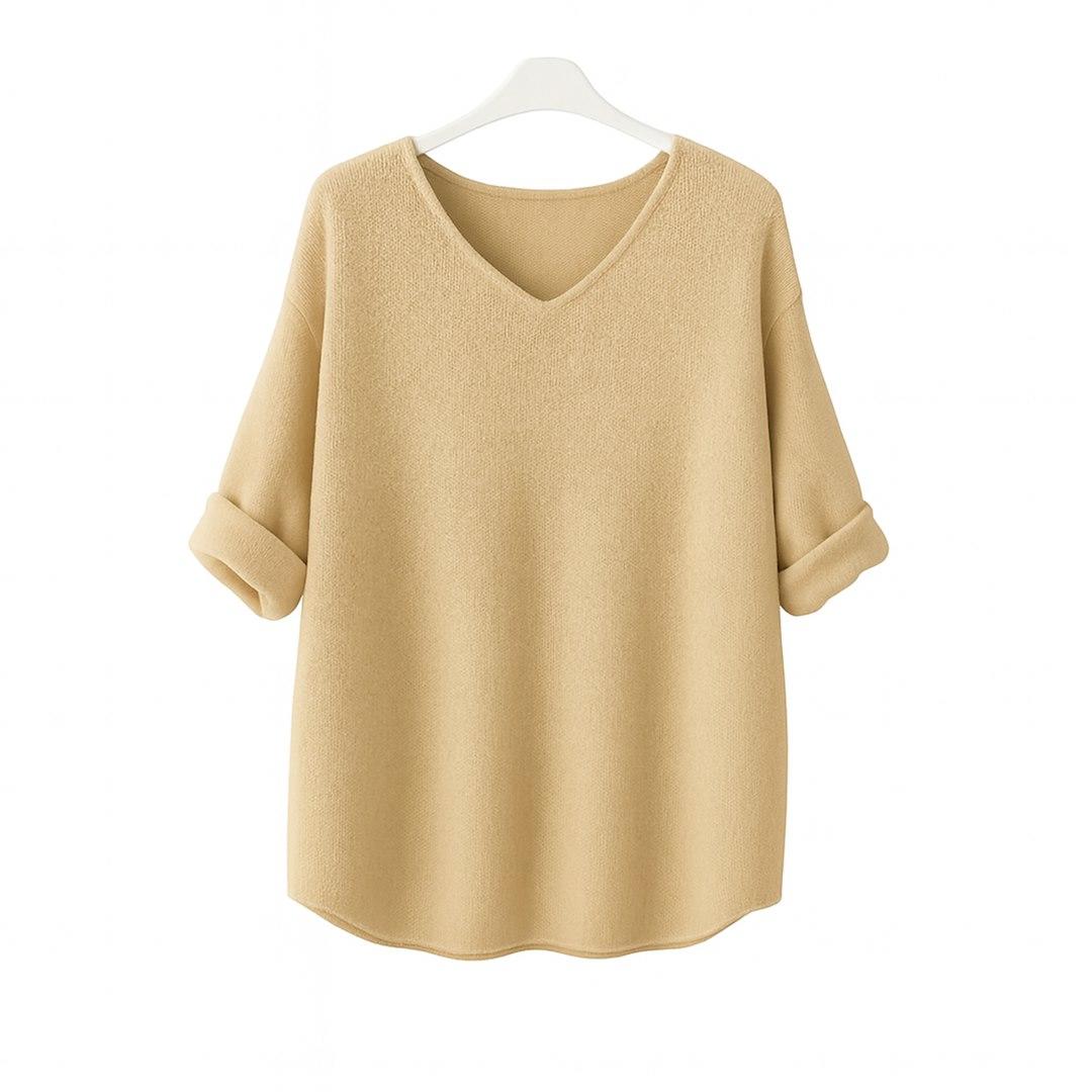 RAJ-POL SWETER DAMSKI DŁUGI RĘKAW MEL V-NECK BEŻ761753