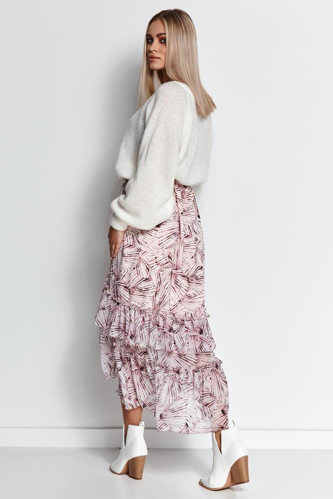 MAKADAMIA SWETER DAMSKI WKŁADANY PRZEZ GŁOWĘ ZE ŚCIĄGACZEM BABY PINK S114