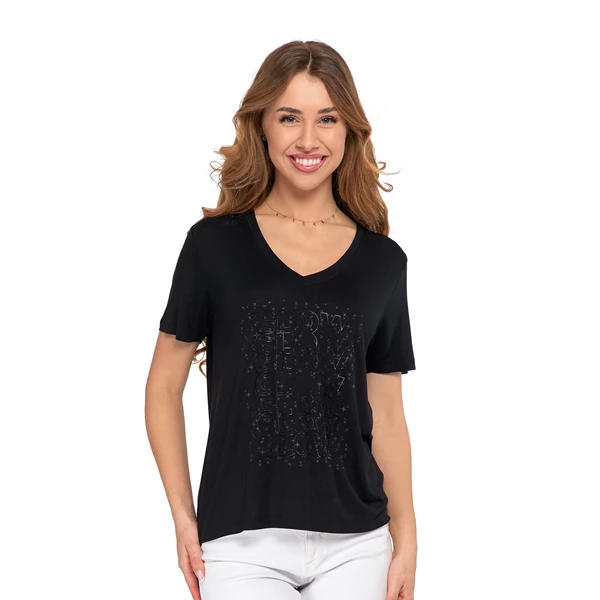MORAJ T-SHIRT DAMSKI Z NADRUKIEM Z WISKOZY BD1800-008