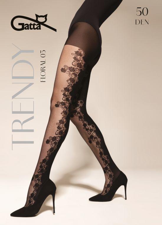 GATTA FLORAL - 03 RAJSTOPY DAMSKIE WZORZYSTE 50 DEN 000.56V - TRENDY AW26/27