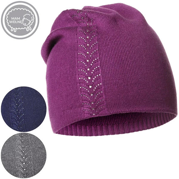 MORAJ CZAPKA DAMSKA Z WEŁNĄ I KRYSZTAŁKAMI ELEGANCKA DCZ2900-008