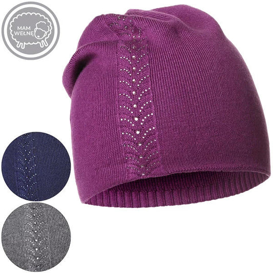 MORAJ CZAPKA DAMSKA Z WEŁNĄ I KRYSZTAŁKAMI ELEGANCKA DCZ2900-008