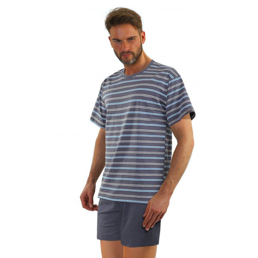 SESTO-SENSO PIŻAMA MĘSKA PASKI KR. RĘKAW KR. SPODENKI art. 2243/09 MAXI P1207