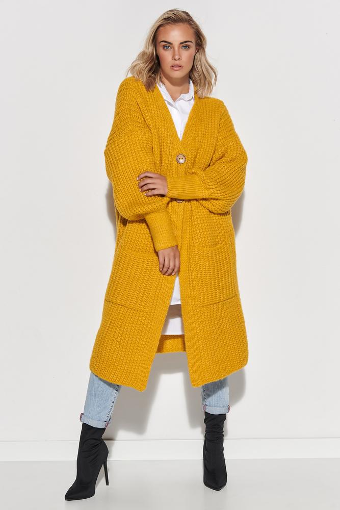 MAKADAMIA SWETER KARDIGAN Z KIESZENIAMI I GUZIKAMI CAMEL S101