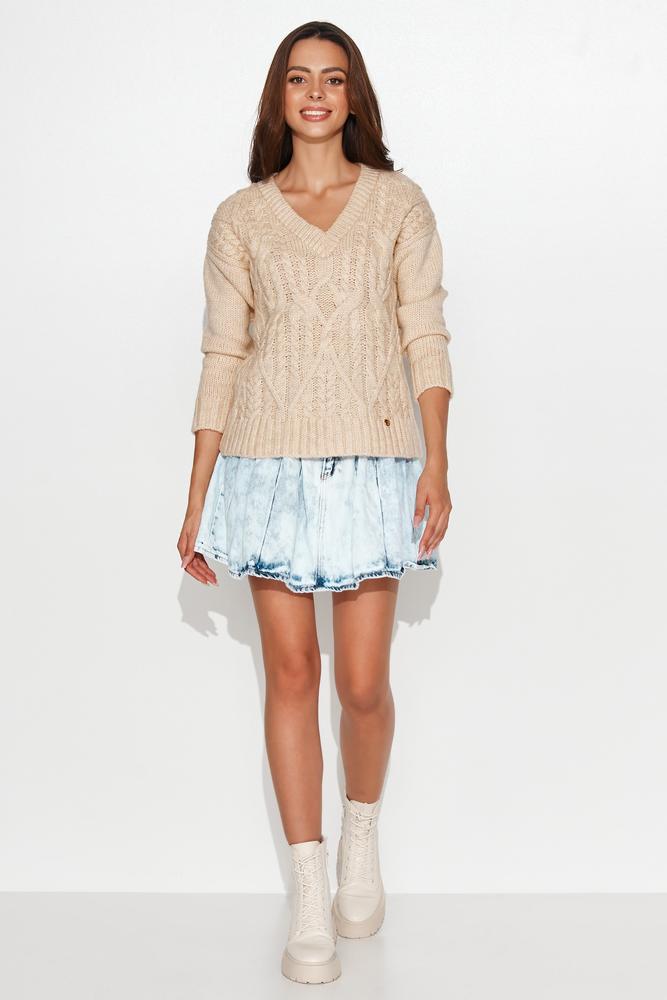 NUMINOU SWETER DAMSKI W SEREK Z WARKOCZAMI BABY PINK NU_S88