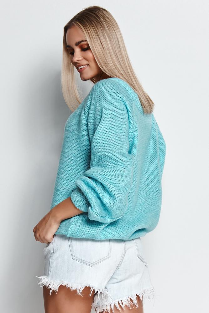 MAKADAMIA SWETER DAMSKI WKŁADANY PRZEZ GŁOWĘ ZE ŚCIĄGACZEM BABY PINK S114