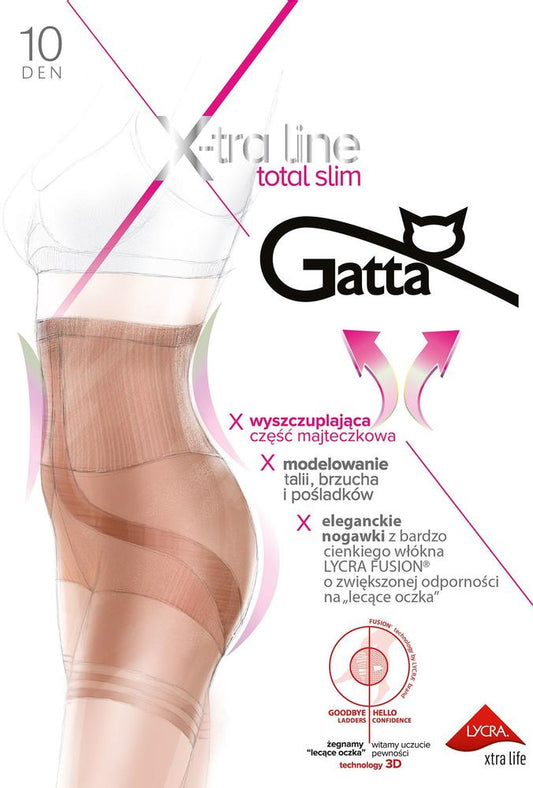 GATTA RAJSTOPY BODY TOTAL SLIM 10 LYCRA FUSION, ZWIĘKSZONA ODPORNOŚĆ NA LECĄCE OCZKA