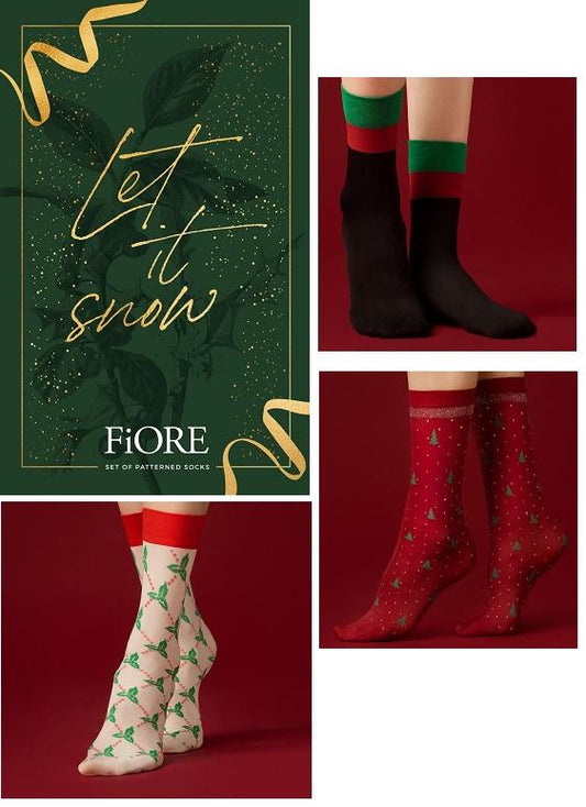 FIORE G1104 - LET IT SNOW - SKARPETKI 40 DEN - ŚWIĄTECZNY ZESTAW