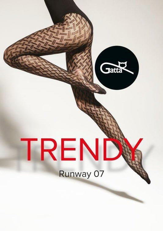 GATTA RUNWAY 05, 06, 07, 08 - RAJSTOPY DAMSKIE WZORZYSTE TYPU FISHNET 000.55V - TRENDY 23/24